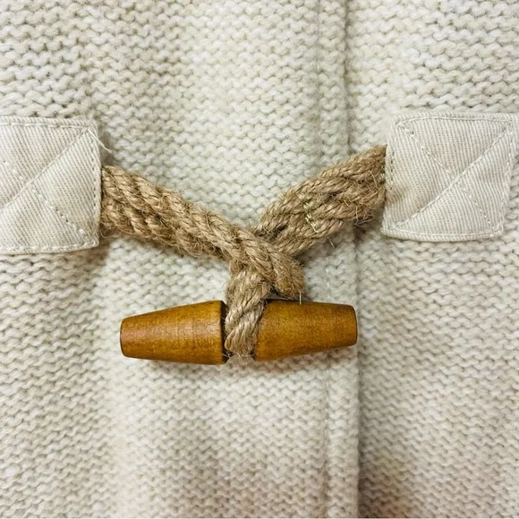 Lauren Jeans Co. Lambswool Cream Navy Stripe Knit Sweater Coat Sz XL wool - Picture 6 of 6